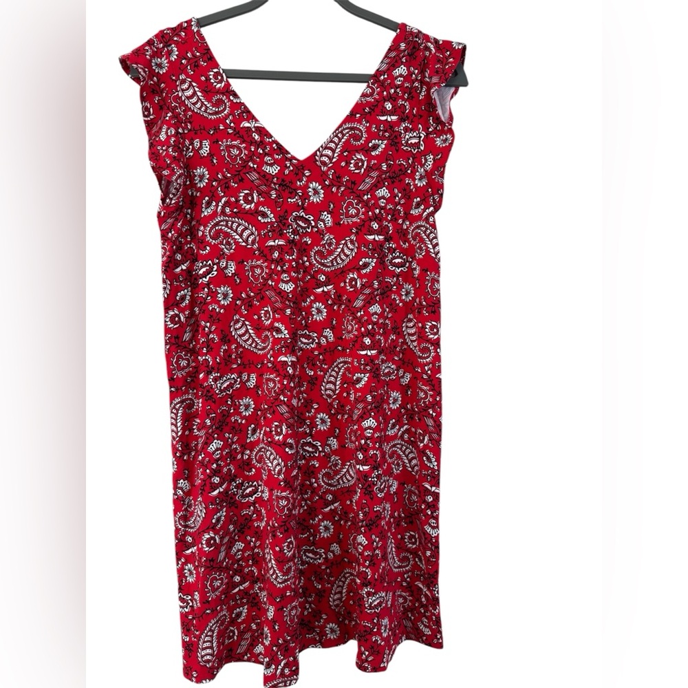 Loft Outlet Red Paisley Women's Dress Size Medium Petite NWT